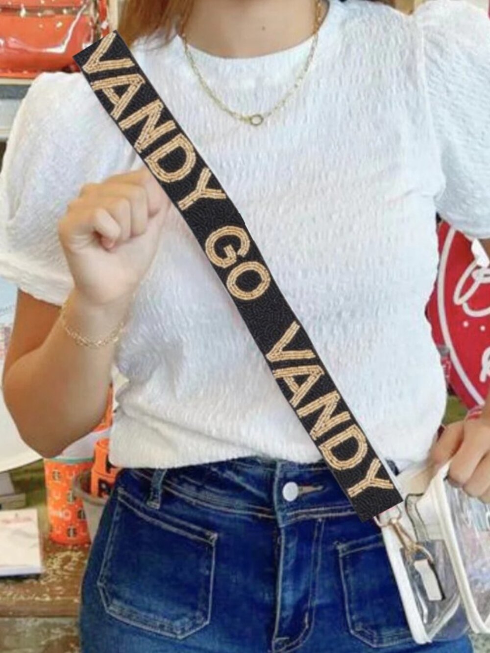 Vanderbilt Beaded Purse Strap | Vanderbilt Game Day Outfit | Go Vandy Strap